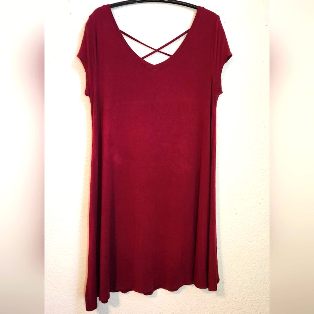 So Swing Maroon Pullover Dress, Size S